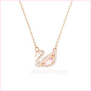 Crystal Swan Pendant Necklace with Rose-Gold Tone Plated Chain